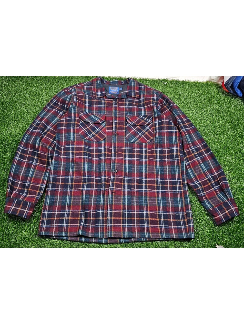 Pendleton Tall Men's Wool Plaid Shirt Jacket Red Blue Green XLT
